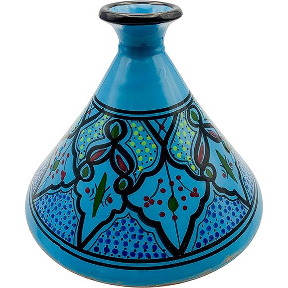 Moroccan Tagine Handmade Hand-Painted Blue Ceramic Glazed Cookware Lid Only - Picture 6 of 9